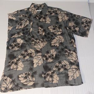 Moda Campia Moda Men’s Large Green And Tan Rayon Palm Tree Print Hawaiian Shirt